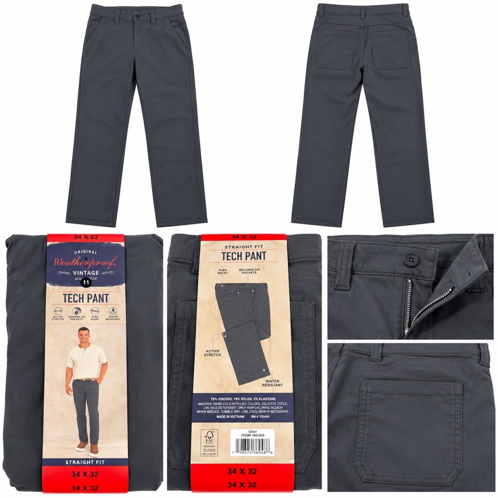 Vintage Tech Pant - Men's Straight Fit Charcoal Gray 34 x 32